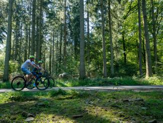 Fietsroute Centre Ardenne, fietsers door de bossen (c)Hilde Lenaerts - Reed / Eurocyclo
