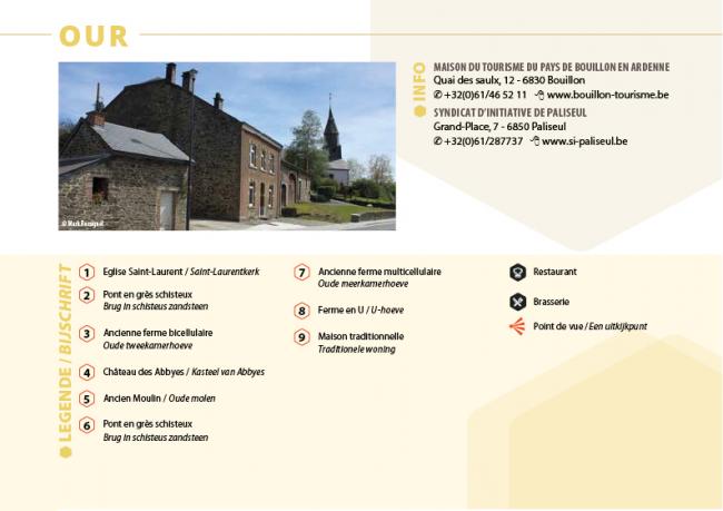 Legenda wandelkaartje Our - copyright Plus Beaux Villages de Wallonie