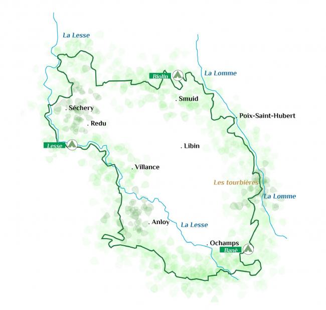 Routekaart  "Tussen Lesse en Lomme"