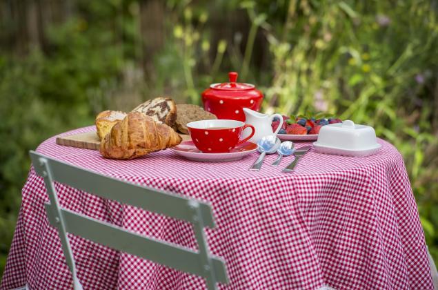 table du petit déjeuner dans le jardin du B&B Charleston- crédit David Truillard
