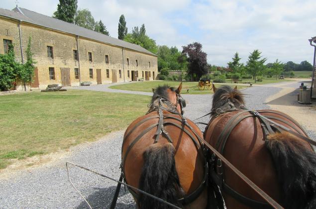 Les Sabots du Relais: Pferdegespann auf der Zufahrt der alten Postkutschenstation von Launois-sur-Vence